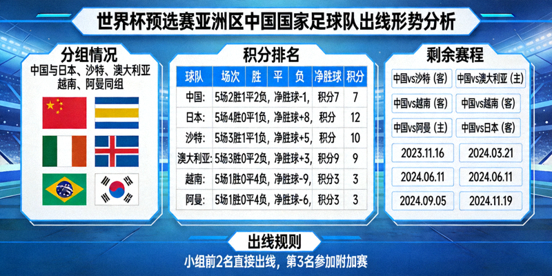 世界杯预选赛亚洲区中国国家足球队出线形势分析